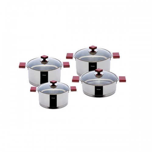 Milan 8 Piece Stainless Steel Cookware Set - Red