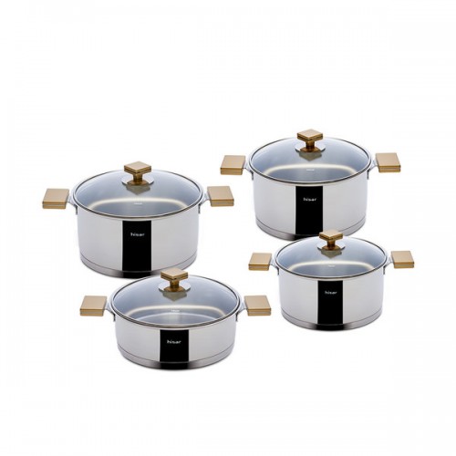 Milan 9 Piece Stainless Steel Cookware Set - Gold