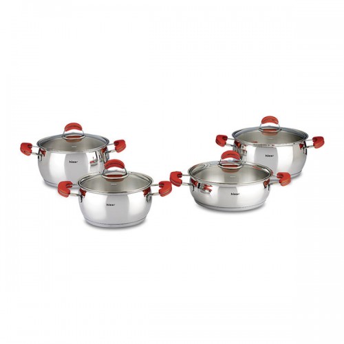 Monaco 8 Piece Stainless Steel Cookware Set - Red