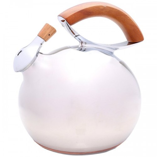 Nambe Bulbo Kettle/ Stainless Steel and Wood