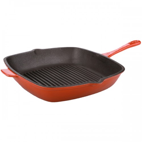 Neo 11-inch Orange Cast Iron Grill Pan