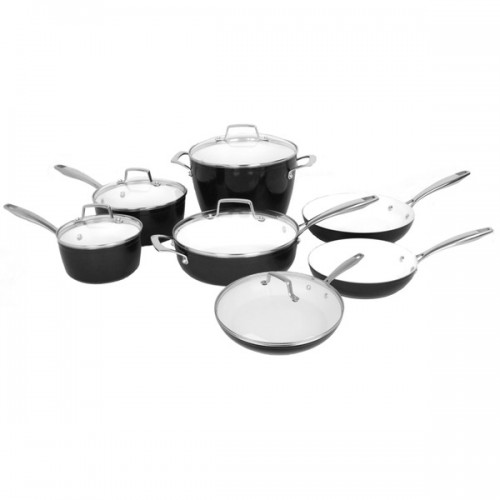 Oneida Black Forged Aluminum 11-piece Cookware Pack with Ceramic Interior and Glass Lids