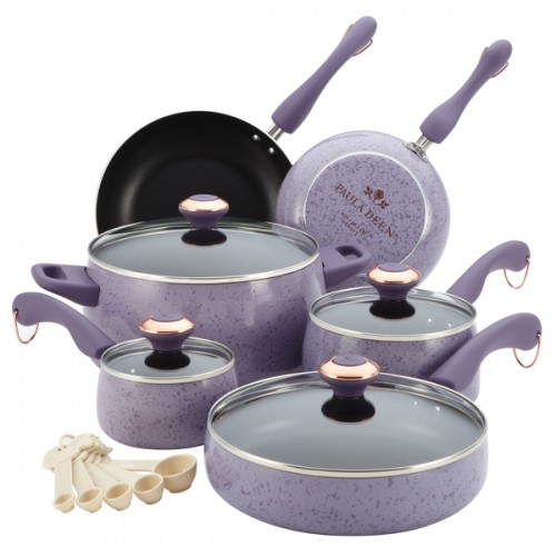Paula Deen Signature Collection Porcelain Nonstick 15-piece Lavender Speckle Cookware Set