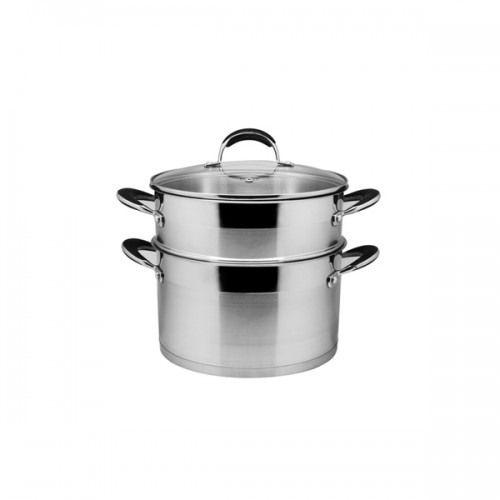 Prime Cook Stainless Steel 8-quart Stock Pot and Steamer Set with Glass Lid