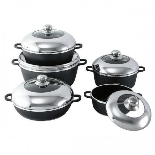 Q-Max 10-Piece Non-stick Die-Cast Pots Kitchen Cookware with Stainless Lids