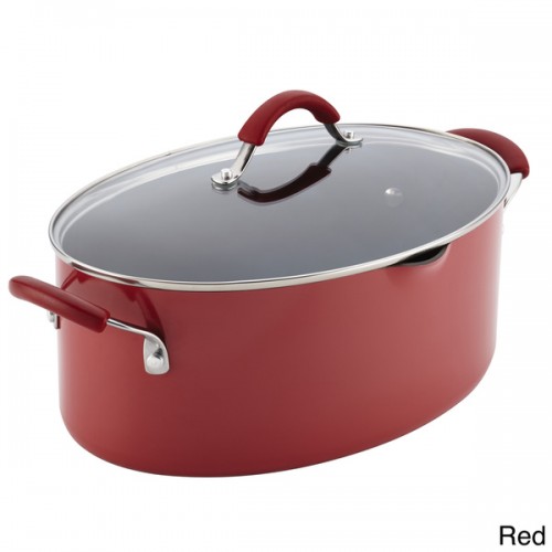 Rachael Ray Cucina Hard Enamel Nonstick 8-quart Covered Oval Pasta Pot with Pour Spout