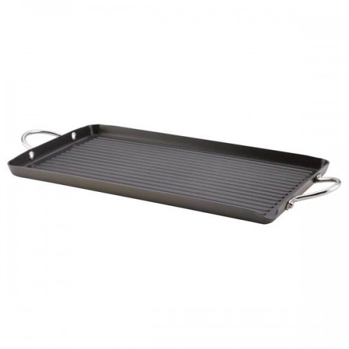 Rachael Ray Hard Anodized II Nonstick 18 x 10-inch Grey Double Burner Grill with Pour Spout
