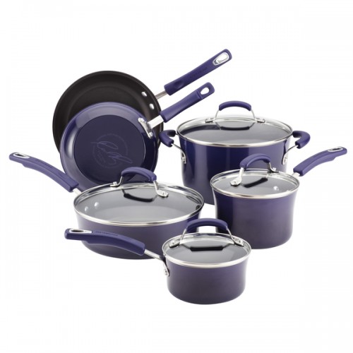Rachael Ray Hard Enamel Nonstick 10-piece Purple Gradient Cookware Set