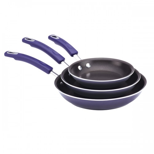 Rachael Ray Purple Porcelain II 7.5-inch, 9.25-inch and 11-inch Triple Pack Skillet Cookware Set