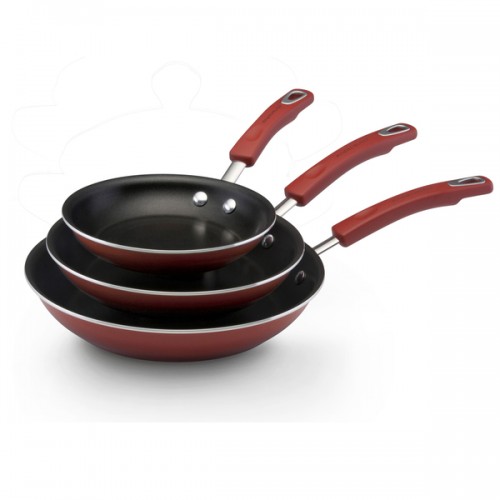 Rachael Ray Red Hard Enamel 7.5-inch, 9.25-inch and 11-inch Triple Pack Skillet Cookware Set