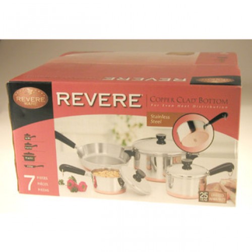Revere 1042262 Stainless Steel Copper-Clad Bottom 7 Piece Set
