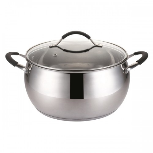 Stainless Steel 8.5-quart Stock Pot With Glass Lid and Silicone Handle Grips
