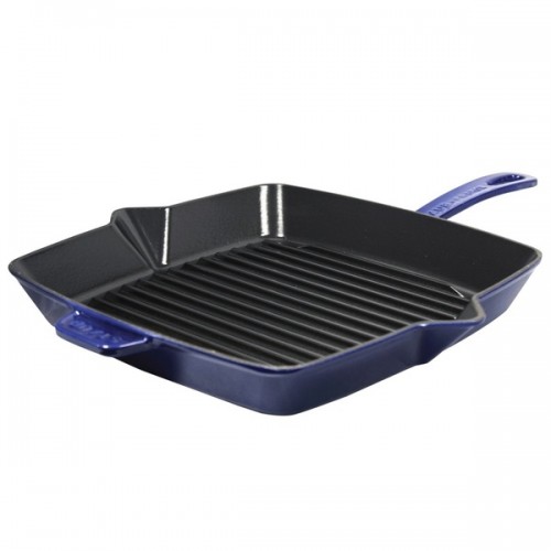 Staub Dark Blue Cast Iron 10-inch Square Grill Pan