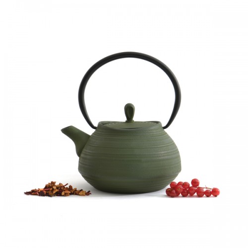BergHoff Studio Dark Green Cast Iron 3.5-Cup Teapot With 18/10 Stainless Steel Fine Mesh Filter