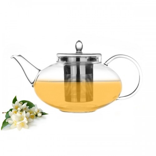 Tea Beyond 42oz/ 1242ml Glass Teapot Harmony with Whole Leaf Jasmine Green Tea (3.5oz/100g)