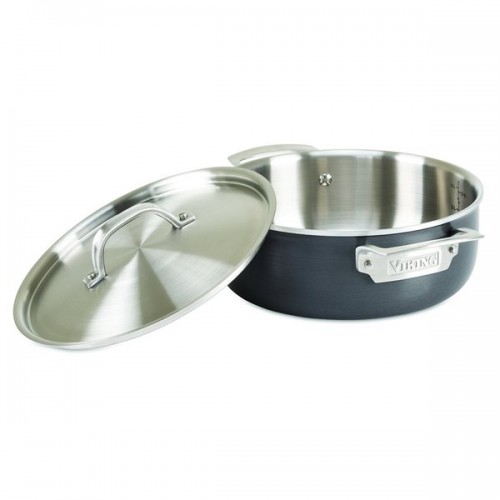 Viking Hard Stainless 5-Ply Cookware with Hard Anodized Exterior and Stainless Interior 4 Qt. Everyday Casserole Pan