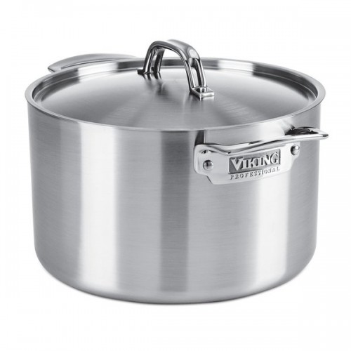 Viking Professional 5-Ply Stock Pot with Lid Satin Finish 8-Quart Stainless Steel