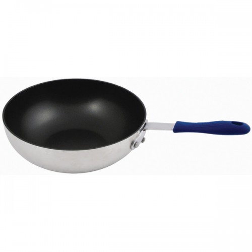 FortheChef 11" Non-Stick Aluminum Stir Fry Pan with Silicone Handle