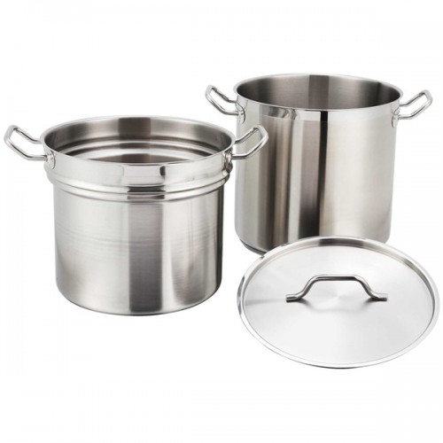 FortheChef 8 Qt. Stainless Steel Induction-Ready Double Boiler with Cover