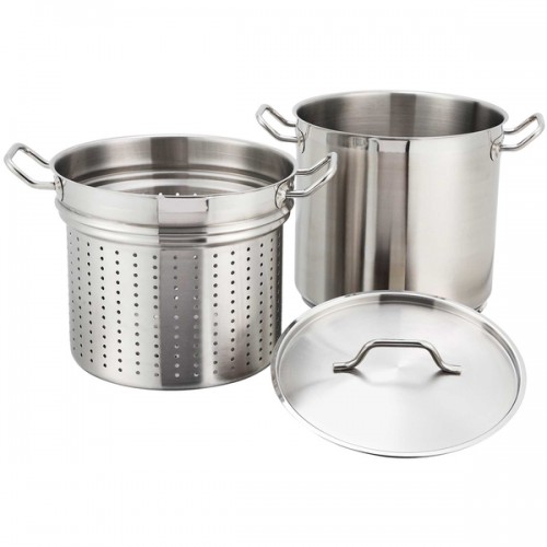 FortheChef 8 Qt. Stainless Steel Pasta Cooker and Steamer Set