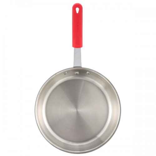 Winco Apollo 12-inch 3-ply Fry Pan with Red Silicone Sleeve Handle