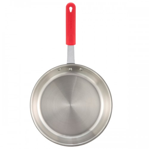 Winco Apollo 8-inch 3-ply Fry Pan with Red Silicone Sleeve Handle